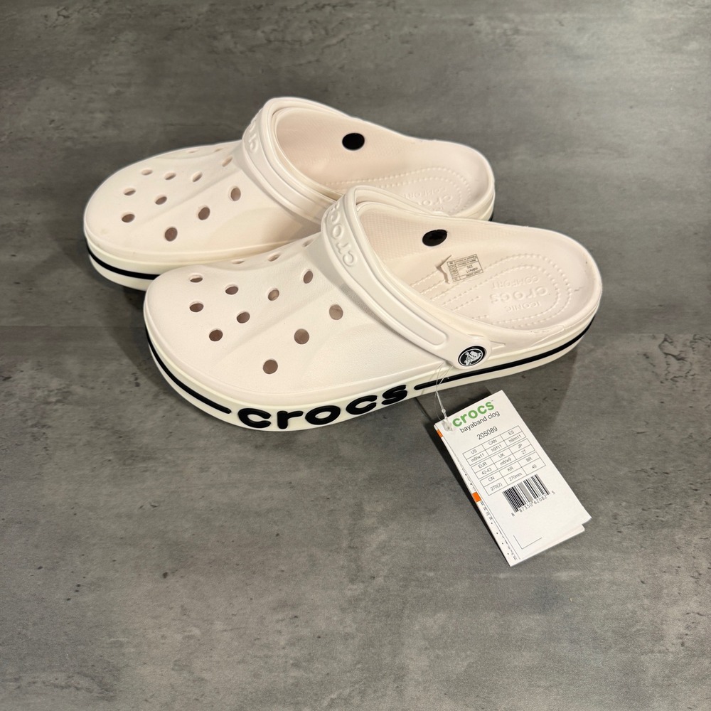 Crocs Bayaband Clog Men‎ 9 Women 11 White Black Sport Slip On Sandal 205089